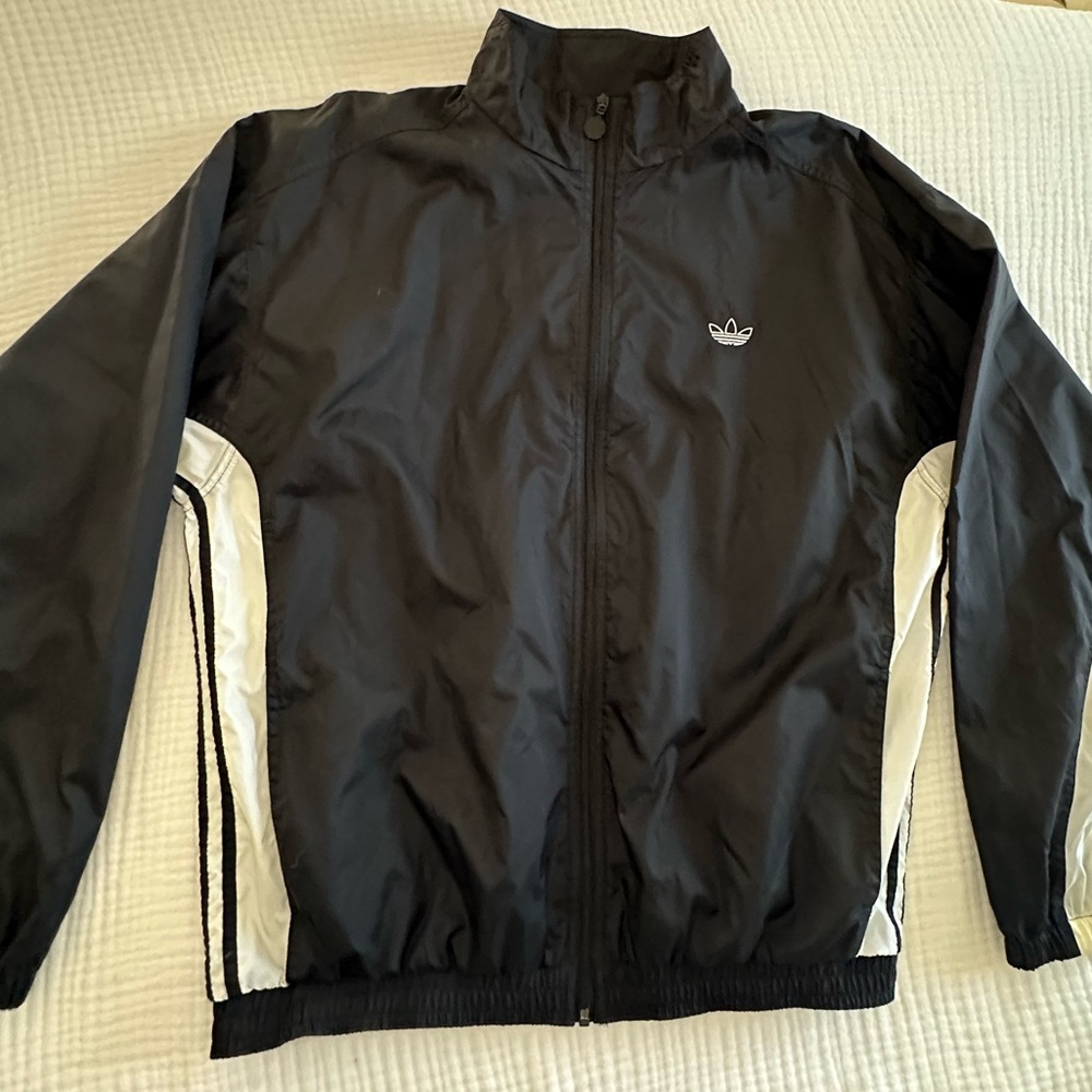 90s Vintage Adidas Black & White Track Jacket Packable